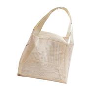 Borsa da toeletta in rete, organizer da viaggio, trasparente, ventilata, di grande capacità, portatile, per palestra, spiaggia, vista rapida, custodia traspirante, Beige, Taglia unica