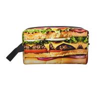 Borsa da toeletta leggera da viaggio con stampa divertente con motivo alimentare grande capacità con cerniera per cosmetici, bianco, Taglia unica