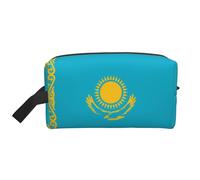 Borsa da toeletta multifunzionale da viaggio con bandiera del Kazakistan, borsa da viaggio per uso quotidiano e fitness, per cosmetici, cancelleria e altro ancora