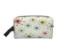 Borsa da toeletta portatile con stampa retrò con stelle atomiche, multi funzionale, leggera e di grande capacità