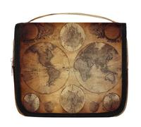 Borsa da toeletta vintage con mappa del mondo, da viaggio, organizer per cosmetici, accessori per il trucco, impermeabile, borsa da doccia, borsa di bellezza per donne, ragazze, bambini, mappa