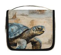 Borsa da toeletta vintage con tartaruga oceanica e mappa del mondo, borsa da viaggio per cosmetici, accessori per il trucco, organizer impermeabile, borsa da doccia borsa di bellezza per donne ragazze