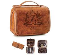 Borsa da toilette 3 in 1 da uomo, in pelle PU, personalizzata, con nome inciso, per la festa del papà, matrimonio, compleanno, regalo creativo per padre, testimone, hus, marrone scuro, marrone chiaro,
