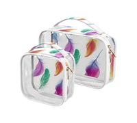 Borsa da toilette colorata con piuma di Peacork per le donne approvata TSA borsa impermeabile da viaggio cosmetica aeroporto compagnia aerea conforme