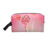 Borsa da toilette colorata con stampa lecca-lecca per uomo borsa da toilette da viaggio, borsa cosmetica spaziosa per le donne, bianco, Taglia unica
