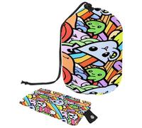 Borsa da toilette con coulisse, a forma di botte, con coppe di gelato arcobaleno, borsa per cosmetici, organizer da viaggio + piccola borsa, Multi, 9.9x6.9in/25.2x17.6cm;6x3.5in/15.2x8.8cm, Beauty