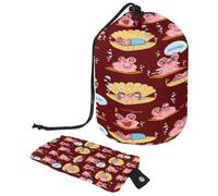 Borsa da toilette con coulisse, a forma di botte di ostrica perla, borsa per cosmetici, organizer da viaggio + piccola borsa, Multi, 9.9x6.9in/25.2x17.6cm;6x3.5in/15.2x8.8cm, Beauty case