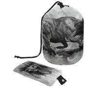 Borsa da toilette con coulisse, a forma di botte, motivo: battaglia di leone e toro, borsa per cosmetici, organizer da viaggio + piccola borsa, Multi, 9.9x6.9in/25.2x17.6cm;6x3.5in/15.2x8.8cm, Beauty