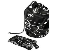 Borsa da toilette con coulisse, a forma di chitarra di nota musicale, borsa per cosmetici, borsa da viaggio organizer per trucchi + piccola borsa, Multi, 9.9x6.9in/25.2x17.6cm;6x3.5in/15.2x8.8cm,