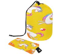 Borsa da toilette con coulisse, a forma di cilindro, con unicorni e stelle, borsa per cosmetici, organizer da viaggio + piccola borsa, Multi, 9.9x6.9in/25.2x17.6cm;6x3.5in/15.2x8.8cm, Beauty case