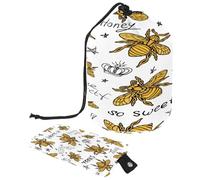 Borsa da toilette con coulisse, borsa da bagno a forma di barile con api dorate, borsa per cosmetici, organizer da viaggio + piccola borsa, Multi, 9.9x6.9in/25.2x17.6cm;6x3.5in/15.2x8.8cm, Beauty case