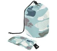 Borsa da toilette con coulisse, borsa da toilette a forma di barile, con orsi polari, conigli, scoiattolo, animali, borsa per cosmetici, organizer da viaggio + piccola borsa, Multi,