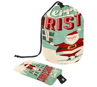 Borsa da toilette con coulisse, borsa da toilette vintage con scritta "Merry Christmas", a forma di barile, borsa per cosmetici, organizer da viaggio per trucchi + piccola borsa, Multi,