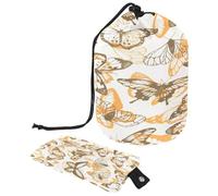 Borsa da toilette con coulisse, borsa per cosmetici a forma di barile con farfalle acquerello, falene e insetti, borsa organizer da viaggio + piccola borsa, Multi,