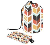 Borsa da toilette con coulisse, borsa per cosmetici a forma di barile, con motivo a freccia, organizer da viaggio + piccola borsa, Multi, 9.9x6.9in/25.2x17.6cm;6x3.5in/15.2x8.8cm, Beauty case
