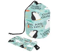 Borsa da toilette con coulisse, borsa per cosmetici a forma di barile, con motivo di animali polari, organizer da viaggio + piccola borsa, Multi, 9.9x6.9in/25.2x17.6cm;6x3.5in/15.2x8.8cm, Beauty case
