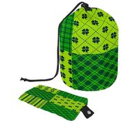 Borsa da toilette con coulisse, borsa per cosmetici a forma di barile con motivo scozzese Happy St Patricks Day, organizer da viaggio + piccola borsa, Multi, 9.9x6.9in/25.2x17.6cm;6x3.5in/15.2x8.8cm,