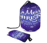 Borsa da toilette con coulisse, borsa per cosmetici a forma di barile, con scritta "Merry Christmas", organizer per trucchi da viaggio + piccola borsa, Multi, 9.9x6.9in/25.2x17.6cm;6x3.5in/15.2x8.8cm,