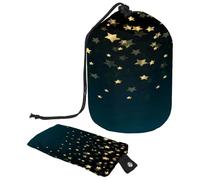 Borsa da toilette con coulisse, borsa per cosmetici a forma di barile con stelle dorate e cielo notturno + piccola borsa, Multi, 9.9x6.9in/25.2x17.6cm;6x3.5in/15.2x8.8cm, Beauty case