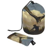 Borsa da toilette con coulisse, borsa per cosmetici a forma di barile Fierce Eagle Attack The Warrior, borsa da viaggio per trucchi + piccola borsa, Multi, 9.9x6.9in/25.2x17.6cm;6x3.5in/15.2x8.8cm,