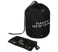 Borsa da toilette con coulisse, borsa per cosmetici a forma di barile "Happy New Year", organizer da viaggio + piccola borsa, Multi, 9.9x6.9in/25.2x17.6cm;6x3.5in/15.2x8.8cm, Beauty case