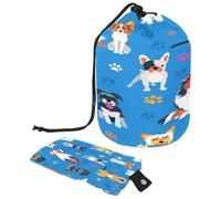 Borsa da toilette con coulisse, borsa per cosmetici a forma di botte di cani e orme, organizer da viaggio per trucchi + piccola borsa, Multi, 9.9x6.9in/25.2x17.6cm;6x3.5in/15.2x8.8cm, Beauty case