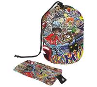 Borsa da toilette con coulisse, borsa per cosmetici a forma di omino strano con scarabocchio, trousse da viaggio + piccola borsa, Multi, 9.9x6.9in/25.2x17.6cm;6x3.5in/15.2x8.8cm, Beauty case