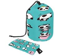 Borsa da toilette con coulisse, graziosa borsa a forma di barile Hello Panda, beauty case da viaggio + piccola borsa, Multi, 9.9x6.9in/25.2x17.6cm;6x3.5in/15.2x8.8cm, Beauty case