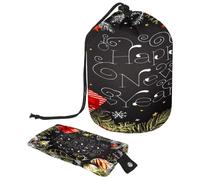 Borsa da toilette con coulisse, Happy New Year on Blackboard a forma di barile, borsa per cosmetici, organizer da viaggio per trucchi + piccola borsa, Multi, 9.9x6.9in/25.2x17.6cm;6x3.5in/15.2x8.8cm,