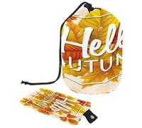 Borsa da toilette con coulisse, Hello Autumn Yellow Leaves a forma di barile, borsa per cosmetici, organizer da viaggio per trucchi + piccola borsa, Multi, 9.9x6.9in/25.2x17.6cm;6x3.5in/15.2x8.8cm,