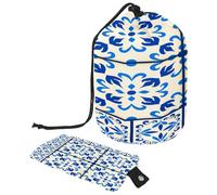 Borsa da toilette con coulisse, motivo Lisbona, a forma di barile, borsa per cosmetici, organizer da viaggio per trucchi + piccola borsa, Multi, 9.9x6.9in/25.2x17.6cm;6x3.5in/15.2x8.8cm, Beauty case