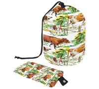 Borsa da toilette con coulisse, mucche da latte e vitelli in The Farm borsa a forma di botte, beauty case, organizer da viaggio + piccola borsa, Multi, 9.9x6.9in/25.2x17.6cm;6x3.5in/15.2x8.8cm, Beauty