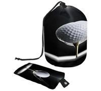 Borsa da toilette con coulisse, pallina da golf sulla maglietta con mazza sotto i riflettori, borsa per cosmetici a forma di botte, borsa organizer da viaggio per trucchi + piccola borsa, Multi,