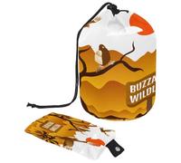 Borsa da toilette con coulisse, poiana selvatica con uccelli al tramonto a forma di barile, borsa per cosmetici, organizer da viaggio per trucchi + piccola borsa, Multi,