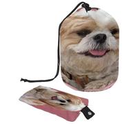 Borsa da toilette con coulisse, Shih Tzu Dog Puppy(1) borsa a forma di barile beauty case, organizer da viaggio per trucchi + piccola borsa, Multi, 9.9x6.9in/25.2x17.6cm;6x3.5in/15.2x8.8cm, Beauty
