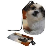Borsa da toilette con coulisse, Shih Tzu Dog Puppy (2) a forma di barile, trousse per cosmetici, organizer da viaggio per trucchi + piccola borsa, Multi, 9.9x6.9in/25.2x17.6cm;6x3.5in/15.2x8.8cm,