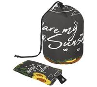 Borsa da toilette con coulisse, You are My Sunshine a forma di girasole, borsa per cosmetici, organizer da viaggio per trucchi + piccola borsa, Multi, 9.9x6.9in/25.2x17.6cm;6x3.5in/15.2x8.8cm, Beauty