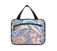 Borsa da toilette con gancio da appendere con fiore floreale delfino in stile bohémien, borsa da viaggio alla moda per uomo per viaggi donne crociere bolso de para Mujer L