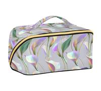 Borsa da toilette con ologramma Wild Calla Lily, con divisori, elegante, da donna, con scomparti e manico