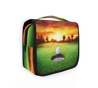 Borsa da toilette con palla da golf sportiva, da appendere al tramonto, per donne e uomini, portatile, organizer per cosmetici, borsa per cosmetici, impermeabile, essenziale da viaggio, grande, per