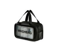 Borsa da toilette con separazione a secco e bagnato, portatile, a doppio strato, per cosmetici da viaggio, Sottile Nero Piccolo, Taglia unica