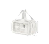 Borsa da toilette con separazione a secco e bagnato, portatile, a doppio strato, per cosmetici da viaggio, Sottile Bianco Piccolo, Taglia unica