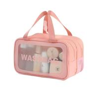 Borsa da toilette con separazione a secco e bagnato, portatile, a doppio strato, per cosmetici da viaggio, Rosa spesso piccolo, Taglia unica