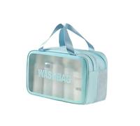 Borsa da toilette con separazione a secco e bagnato, portatile, a doppio strato, per cosmetici da viaggio, Sottile Blu Piccolo, Taglia unica