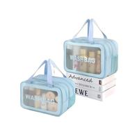 Borsa da toilette con separazione a secco e bagnato, portatile, a doppio strato, per cosmetici da viaggio, Set da 2 pezzi, colore: blu, Taglia unica