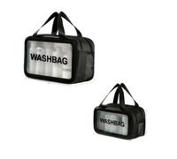 Borsa da toilette con separazione a secco e bagnato, portatile, a doppio strato, per cosmetici da viaggio, Set sottile da 2 pezzi, nero, Taglia unica