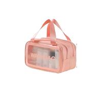 Borsa da toilette con separazione a secco e bagnato, portatile, a doppio strato, per cosmetici da viaggio, Sottile Rosa Piccolo, Taglia unica