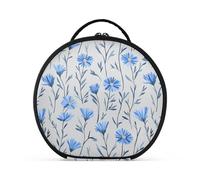 Borsa da toilette con sfondo grigio fiordaliso con scomparti e manico, grandi borse per il trucco per le donne con divisori regolabili 28 cm