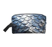 Borsa da toilette con stampa a squame di pesce argento per donne uomini borsa per il trucco da viaggio borsa per cosmetici di grande capacità