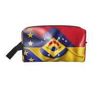 Borsa da toilette con stampa bandiera del Venezuela per uomo borsa da toilette da viaggio, borsa cosmetica spaziosa per le donne, bianco, Taglia unica